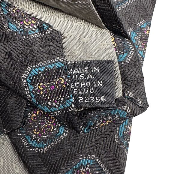 Albert Nipon Mens Necktie Patterned Multicolor Medallion 100% Silk 57 inches - Picture 7 of 11